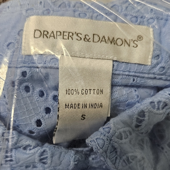 Draper's and Damon's Forever Eyelet Jacket Vista Blue Buttons 3/4 Sleeve Small - Picture 3 of 3